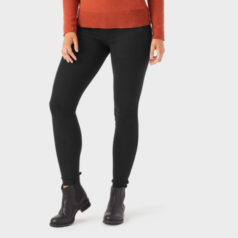 Duluth Trading Co NoGA Naturale Cotton Leggings Pockets Jet Black 20935 Size XL